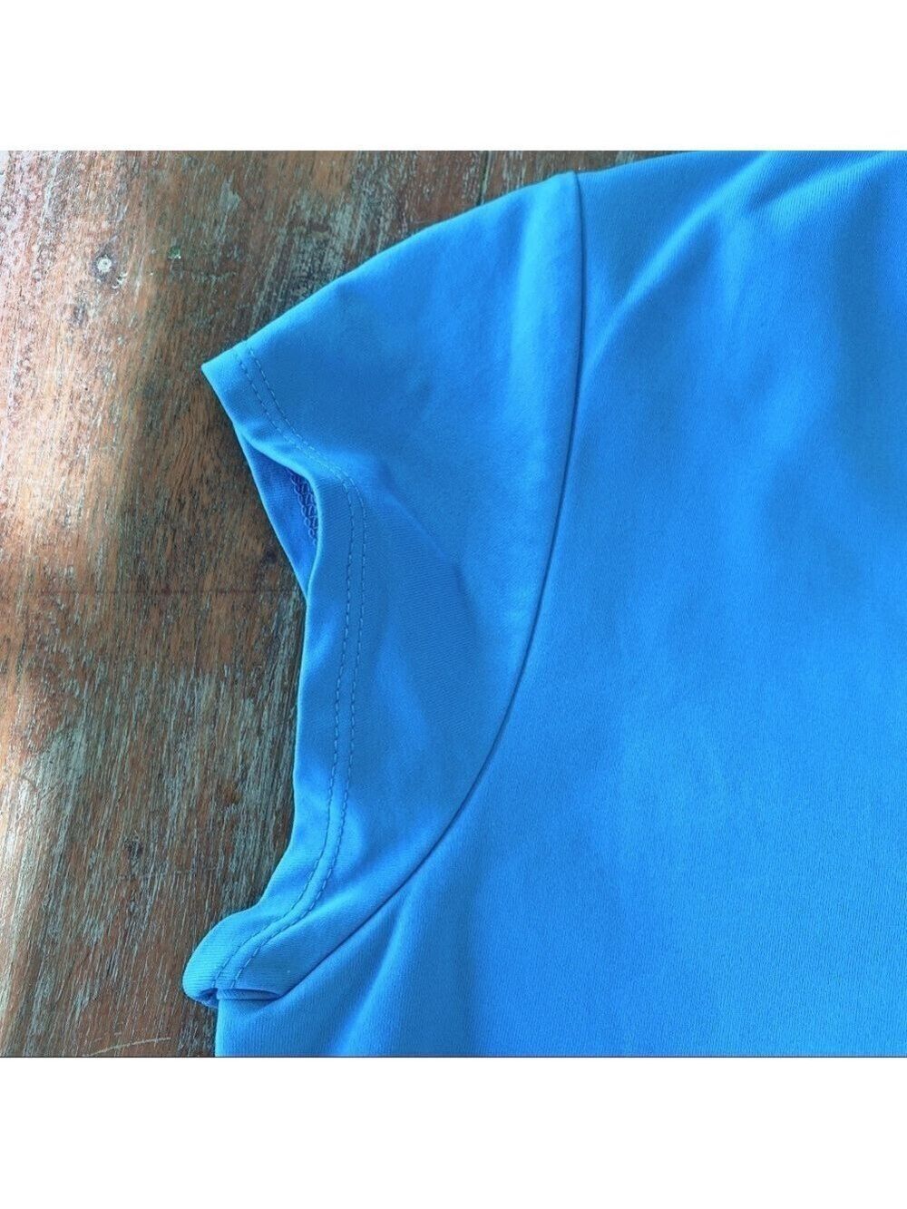 Chicos Aqua Blue Cap Sleeve Tee Size 2 (12) - Picture 6 of 7